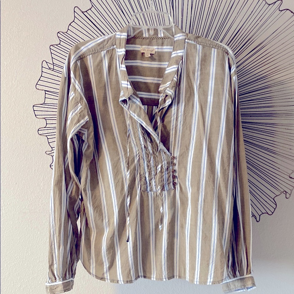 Pilcro khaki and Blue Striped Shirt Women’s M
